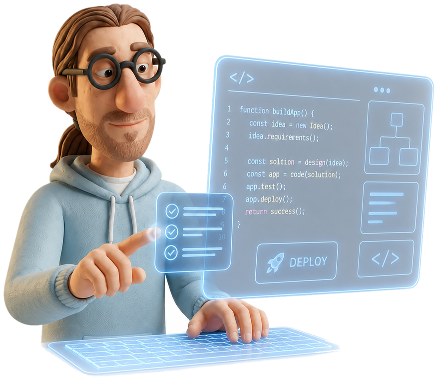Clay Jochim as The Builder, working a holographic code panel