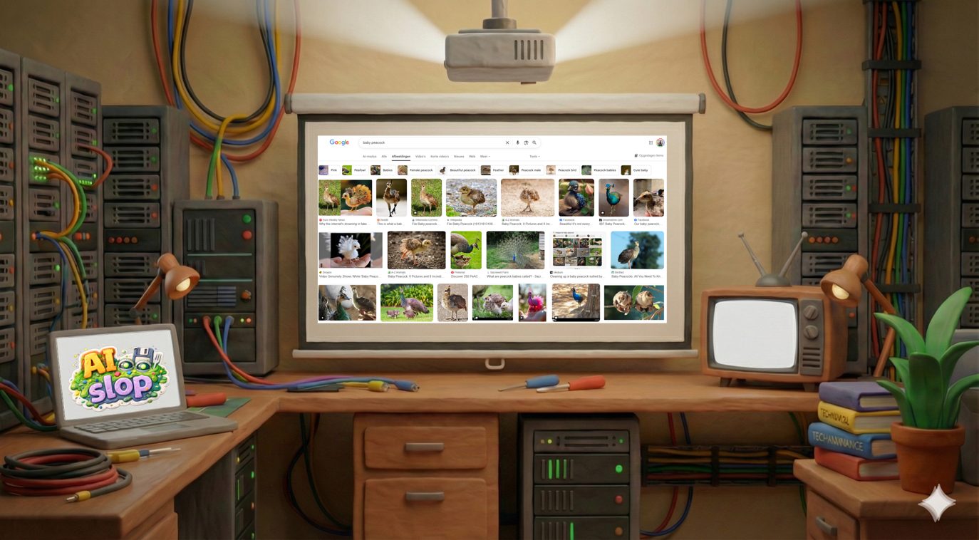 Slide: a projector screen full of near-identical AI-generated images