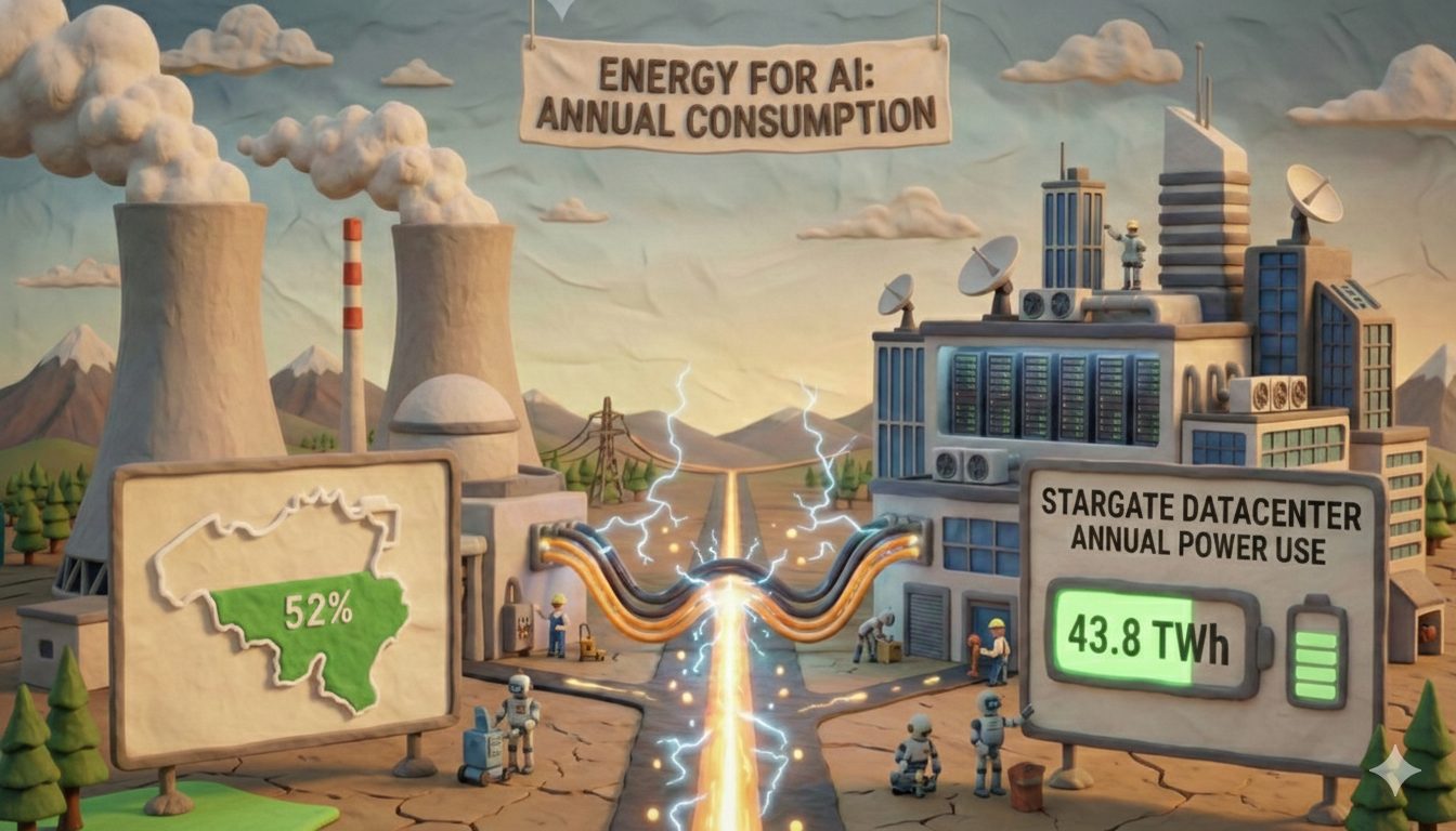 Slide: power plants and a datacenter comparing annual energy consumption